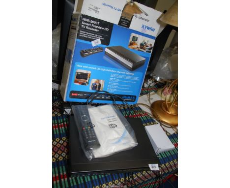 A 'Humax' smart Freeview HD TV recorder.