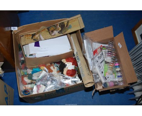 A quantity of crafting items, tapestry wool, cards, etc.