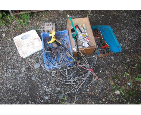 A Scales, wire rope, a tool box, metal drills, etc.,
