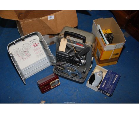 A projector and photography accessories.