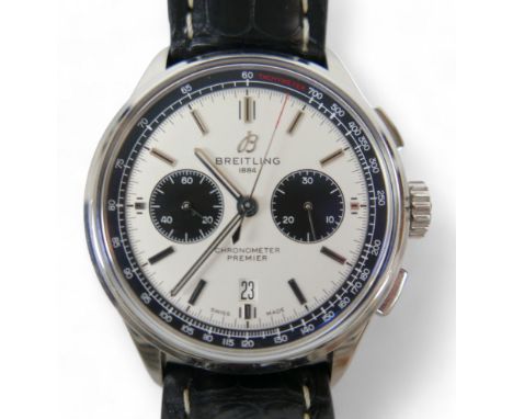 A Breitling Chronometer Premier stainless steel gentleman's automatic wristwatch, model ABO118, serial number 325118, silvere