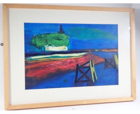 Lucie Katie Graham - acrylic abstract landscape, 34 x 52cm 
