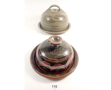 Two Winchcombe Pottery 1970's butter and cheese dishes (seconds so not signed) 