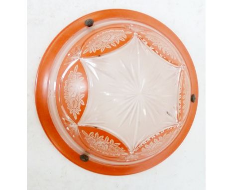 A vintage orange and cut glass lampshade 