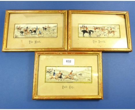Three Stevengraph hunting scenes 