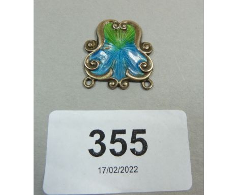 An Art Nouveau silver and enamel pendant (a/f) hallmarked for Birmingham and stamped K &amp; Co, 2cm length 
