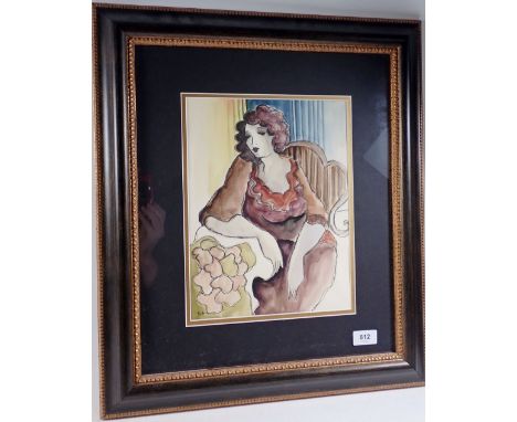 Patricia Gevozensky - mixed media portrait of a woman, 30 x 24cm 