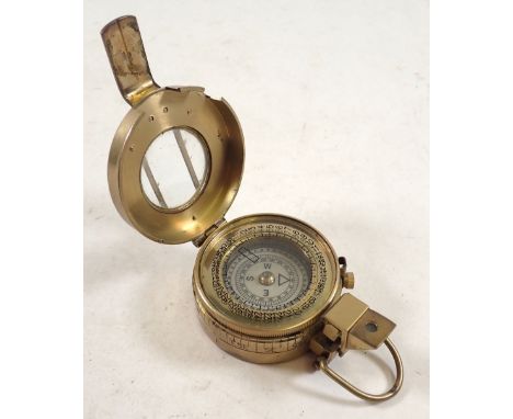 A WWII brass prismatic compass by F. Barker and Son LTD, London, 1939 