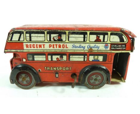 A Brimtoy tin plate clockwork bus 