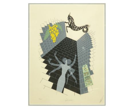 Erte Zodiac Serigraph "Capricorn". Signed and numbered 69/350 in pencil. Measures 19" x 14", frame measures 32" x 26". Condit