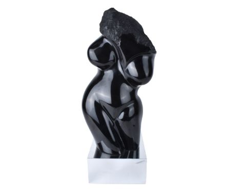 Gloria Nanus, American (20th century) Black Composition Sculpture, Depicting a Abstract Nude Female, Signed and Numbered 2/5 