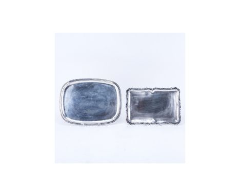 Two (2) 900 Silver Trays. Signed 900. Light surface scratches. Measures 8-1/4" x 12-1/8" and  13-3/4" x 10-3/8" total weight 