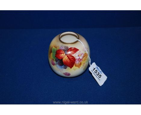 A Royal Worcester globular Vase painted with realistic blackberries and blossom, signed Kitty Blake, stamp for 1936, 3"tall.
