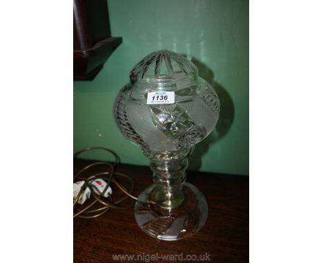 A cut crystal glass table lamp.