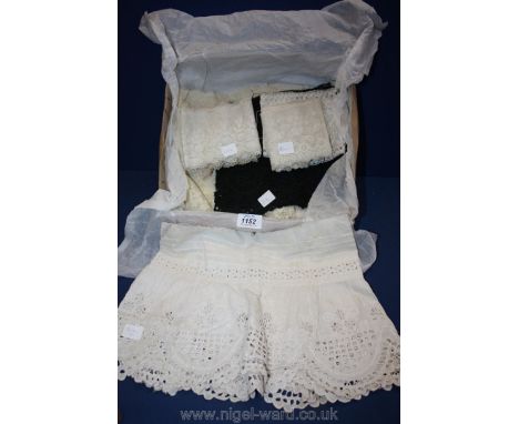 Seven vintage lace flounces (1 m plus, 10-25 cms deep) includes broderie anglais,