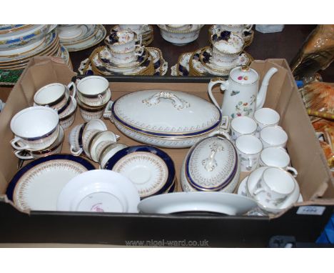 A quantity of china including Royal Worcester 'Regency' part tea service, 'June Garland' part coffee service, cauldron sauce 