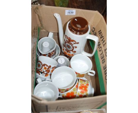 A quantity of china to include Cassandra vintage part coffee set, six coffee cups, sugar/milk/pot together with two 1960's vi