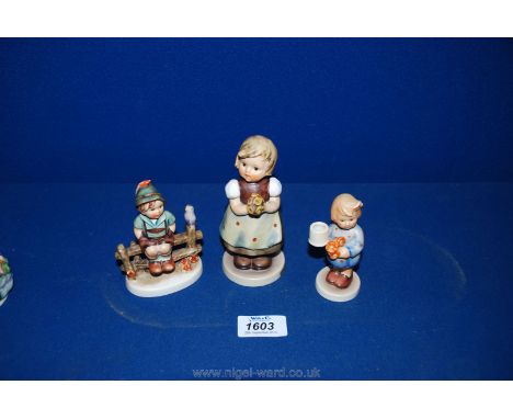 Three Goebel figurines, For Mother, Wayside Harmony and Candle Girl.