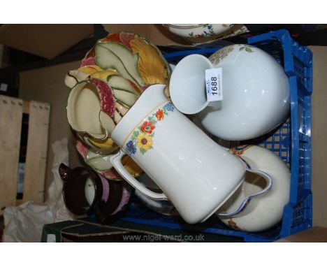 A quantity of china including two Royal Worcester 1963 plates, a cake plate, a Kaiser vase, a Myott coronation jug etc.