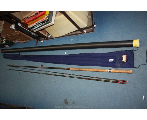 A float Fishing Rod, Bruce &amp; Walker, 16' long, with sleeve and plastic tube carrying case,