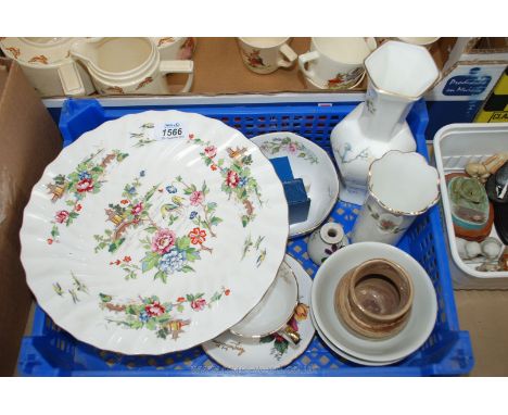 A quantity of china including a Crown Staffordshire 'Tibet' vase, two pieces of Aynsley 'Wild Tudor', Royal Worcester thimble