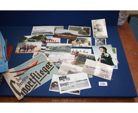 A small quantity of black and white and coloured Postcards from the war including British Lancers on the march in France, The