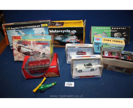 A frog scale model construction kits for Corgi Ford consul Cortina estate car, Dinky 1965 Triumph, Dinky 1969 Triumph stag, T