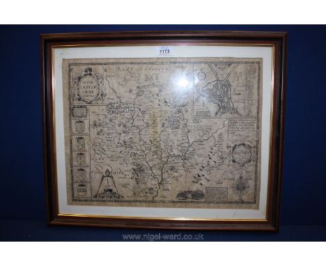 A vintage framed Map of Worcestershire.