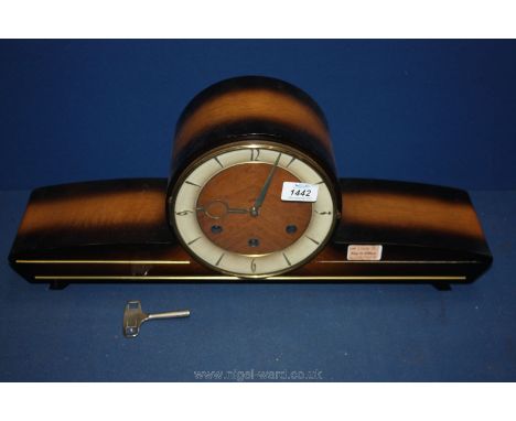A five bar Westminster chiming Napoleon hat shaped Mantle Clock.