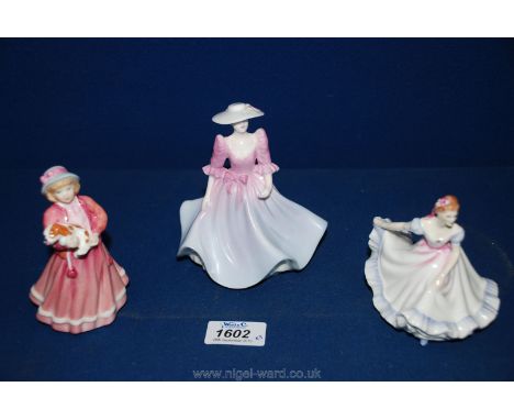 Three figurines to include Royal Doulton 'My First Figurine', Royal Doulton 'Nanette' and Coalport 'The Garden Lady'.