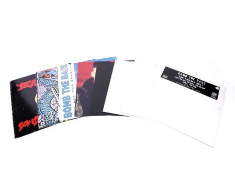 Eight late 80's/early 90's Hip-Hop records by 'Bomb The Bass': Bug Powder Dust, 12" promo single; Clear Cut; The Air You Brea
