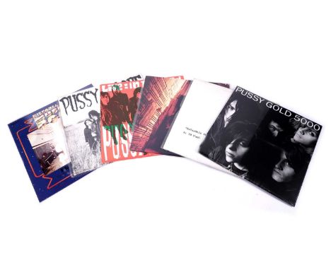 Six records by 1980's American punk band 'Pussy Galore': Groovy Hate F*ck; In the Red; Dial 'M' for Motherf*cker; Sugarshit S