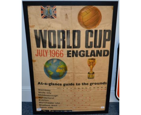 World Cup 1966 British Railway Poster with 'At A Glance Guide To The Grounds' (F, folded)