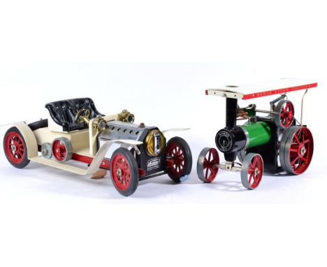 Mamod SA1 Steam Roadster together with TE1a Traction engine (both E-G boxed G) (2)