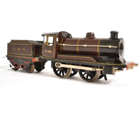 Marklin O Gauge R1030 0-4-0 Locomotive with four wheel LMS tender 1039 (G, cab bent slightly forward, some damage to lithogra