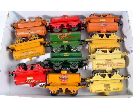Hornby O Gauge Tank Wagons National Benzole Mixture, Pratts four versions, Wakefield Castrol, BP two versions, Esso, Royal Da
