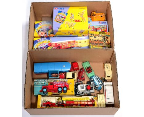Corgi And Other Diecast including 1121 Chipperfields Crane Truck (G box F-P) LaFrance Fire Engine (G box F-P) assorted other 