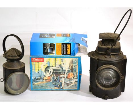 Wilesco D10 Live Steam Stationary Engine (E-G box G) together with a four aspect handlamp with piecrust top no markings and A