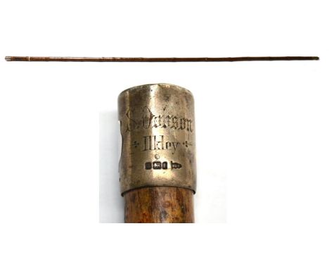 Wading Stick with silver tip 'S Dobson Ilkley' hallmarked Walker & Hall 1903 Sheffield