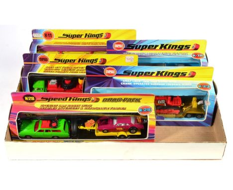 Matchbox Superkings K11 DAF Car Transporter, K18 Ford Articulated Tipper, K20 Cargo Hauler And Loader and K23 Low Loader (all