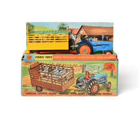 Corgi Gift Set 33 Fordson Power Major Tractor With Beast Carrier And Animals (E box G-E)