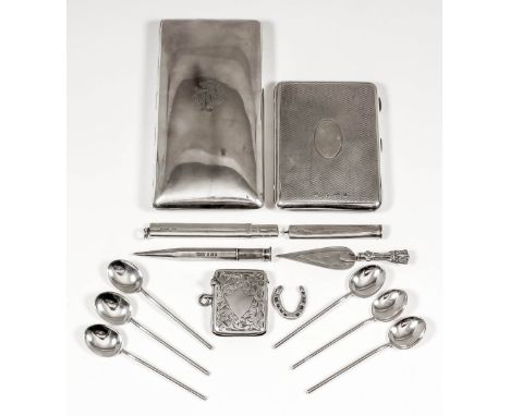 An Edward VII plain silver rectangular cigar case, 6ins x 3.25ins, makers mark rubbed, London 1906, and registration No. 4060