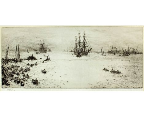William Lionel Wyllie (1851-1931) - Drypoint etching - "The Bay of Naples", 6.5ins x 15ins, signed in pencil to lower left ma