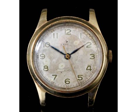 A 1950's gentleman's 9ct gold cased Rolex small size wristwatch, the silvered dial with raised Arabic numerals and sweep seco