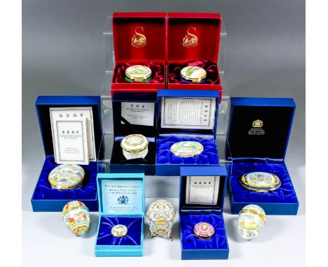 A modern  Halcyon Days limited edition enamel box - "Winnie the Pooh - Pooh sticks must be dropped in a Twitchy Sort of Way" 