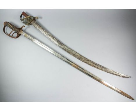 A George V officer's dress sword by J.R. Gaunt & Son, London, the 35ins bright steel blade with foliate etching depicting cro