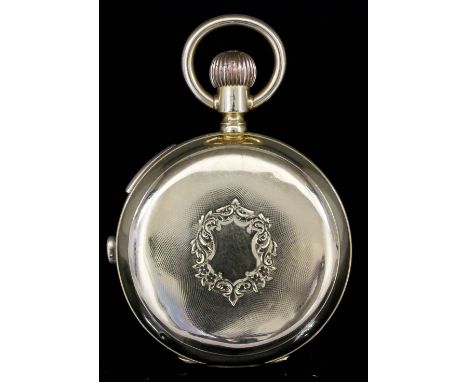 A good 18k gold full hunting cased quarter repeating keyless lever pocket watch by A. Huguenin & Sons, Locle, No. 32667, the 