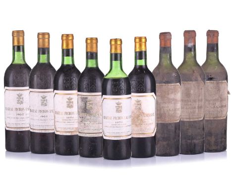 Nine bottles of Chateau Comtesse de Pichon Lalande 2eme Cru Classe Pauillac, comprising three from 1945 vintage, two 1967, an