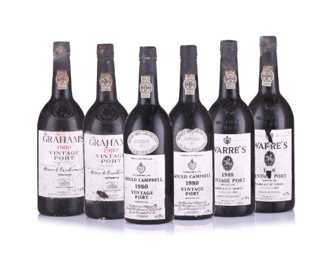 Two bottles of Warre's 1980 Vintage Port bottled 1982, together with two bottles of Graham's 1980 Vintage Port bottled 1982, 