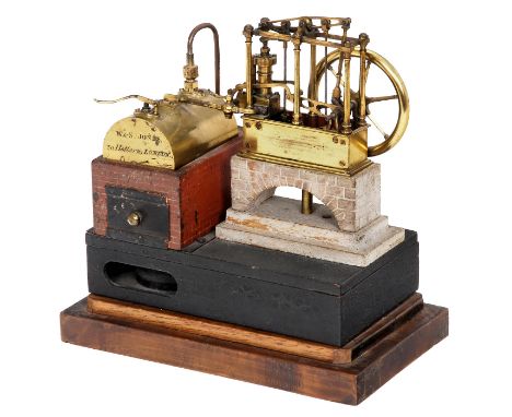 Miniaturmodell einer Balancierdampfmaschine, um 1850Funktionsmodell, signiert "W &amp; S Jones, 30 Holborn, London", Maschine
